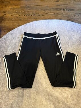 Adidas Black Track Pants with White Stripes